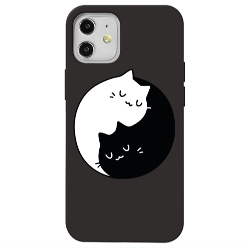 Apple iPhone 12 Bundle of love Black Colored Silicone TPU Θήκη
