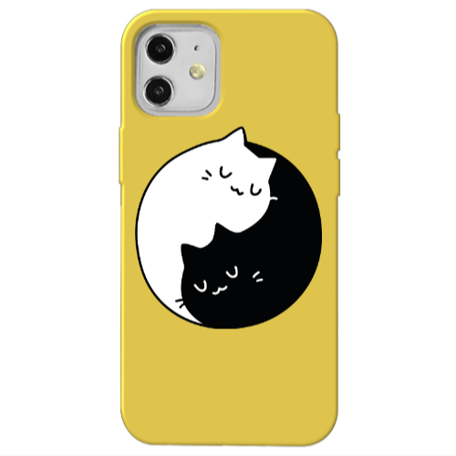 Apple iPhone 12 Bundle of love Yellow Colored Silicone TPU Θήκη