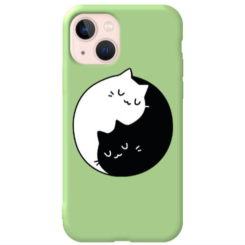 Apple iPhone 13 Bundle of love Light Green Colored Silicone TPU Θήκη