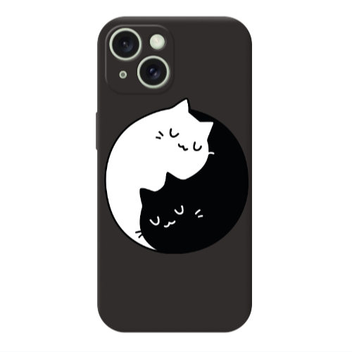 Apple iPhone 15 Bundle of love Black Colored Silicone TPU Θήκη