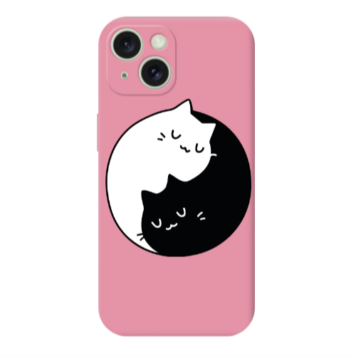 Apple iPhone 15 Plus Bundle of love Pink Colored Silicone TPU Θήκη