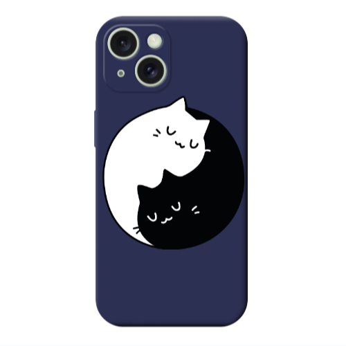 Apple iPhone 15 Plus Bundle of love Dark blue Colored Silicone TPU Θήκη
