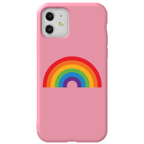Apple iPhone 11  Rainbow Mini Pink Colored Silicone TPU Θήκη