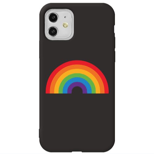 Apple iPhone 11  Rainbow Mini Black Colored Silicone TPU Θήκη