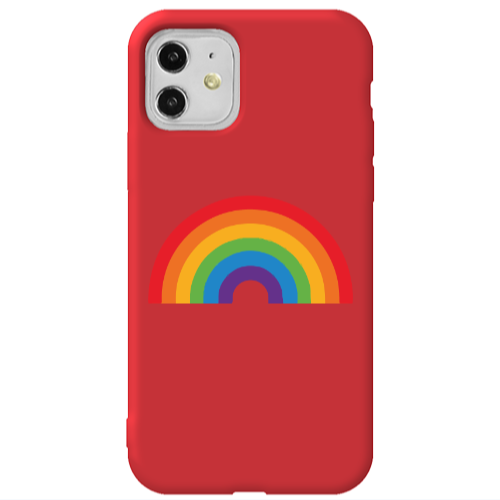 Apple iPhone 11  Rainbow Mini Red Colored Silicone TPU Θήκη