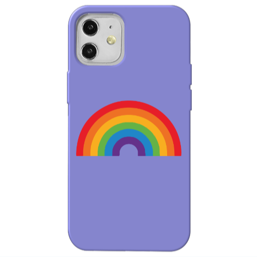 Apple iPhone 12 Rainbow Mini Purple Colored Silicone TPU Θήκη