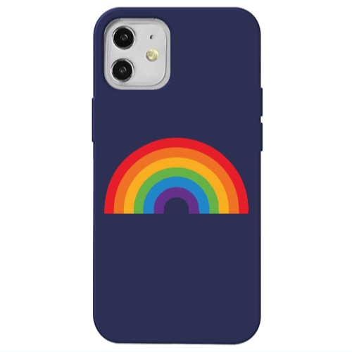 Apple iPhone 12 Rainbow Mini Dark blue Colored Silicone TPU Θήκη