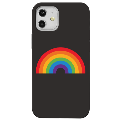 Apple iPhone 12 Rainbow Mini Black Colored Silicone TPU Θήκη