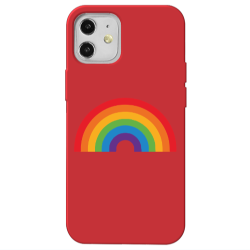 Apple iPhone 12 Rainbow Mini Red Colored Silicone TPU Θήκη