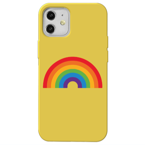 Apple iPhone 12 Rainbow Mini Yellow Colored Silicone TPU Θήκη