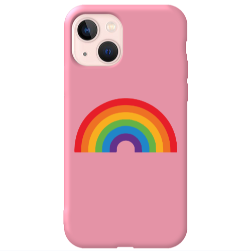 Apple iPhone 13 Rainbow Mini Pink Colored Silicone TPU Θήκη