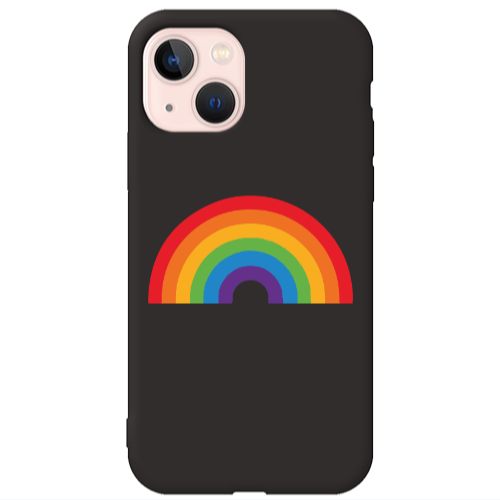 Apple iPhone 13 Rainbow Mini Black Colored Silicone TPU Θήκη