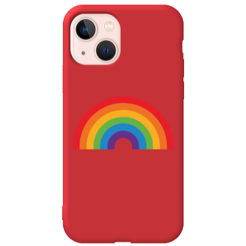 Apple iPhone 13 Rainbow Mini Red Colored Silicone TPU Θήκη