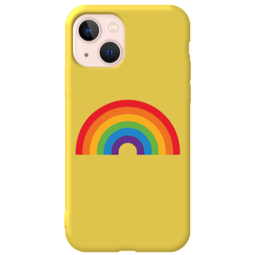 Apple iPhone 13 Rainbow Mini Yellow Colored Silicone TPU Θήκη