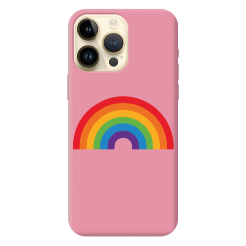 Apple iPhone 13 Pro Max Rainbow Mini Pink Colored Silicone TPU Θήκη