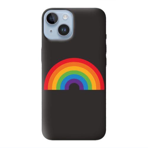Apple iPhone 14  Rainbow Mini Black Colored Silicone TPU Θήκη