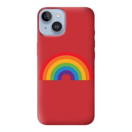 Apple iPhone 14 Plus Rainbow Mini Red Colored Silicone TPU Θήκη