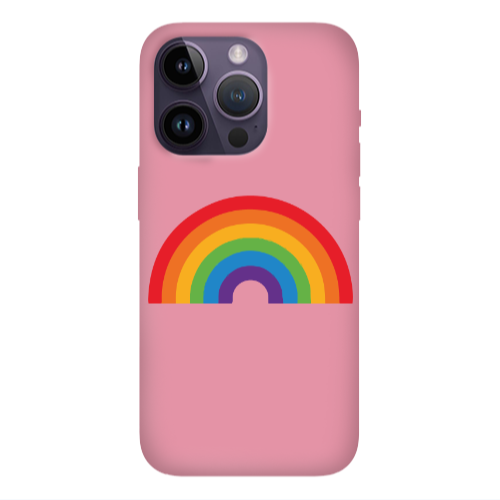 Apple iPhone 14 Pro  Rainbow Mini Pink Colored Silicone TPU Θήκη
