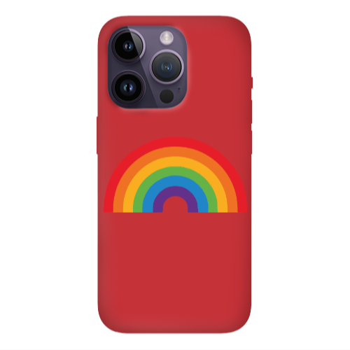 Apple iPhone 14 Pro  Rainbow Mini Red Colored Silicone TPU Θήκη