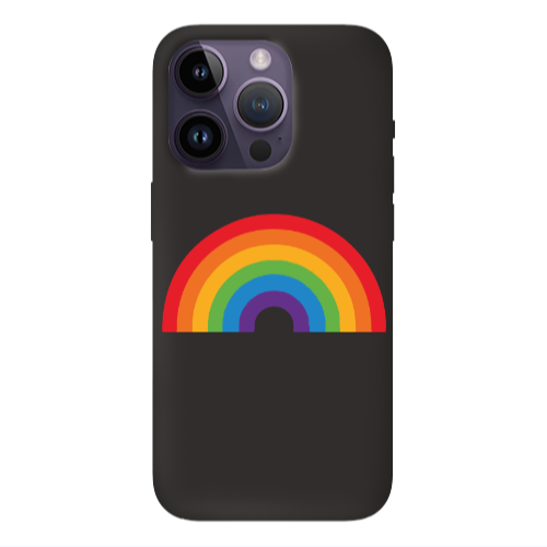Apple iPhone 14 Pro Max Rainbow Mini Black Colored Silicone TPU Θήκη