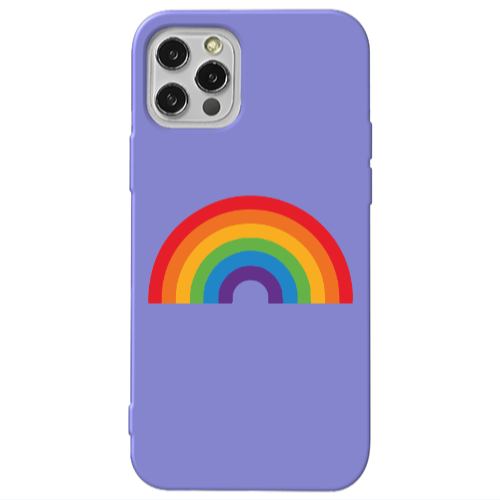 Apple iPhone 12 Pro Rainbow Mini Purple Colored Silicone TPU Θήκη