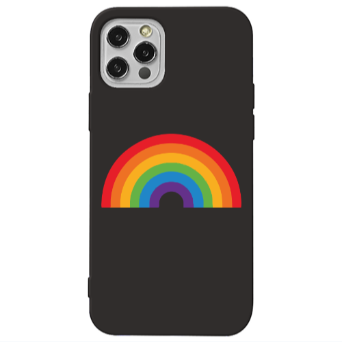 Apple iPhone 12 Pro Rainbow Mini Black Colored Silicone TPU Θήκη
