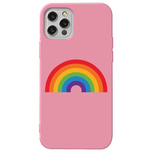 Apple iPhone 12 Pro Max Rainbow Mini Pink Colored Silicone TPU Θήκη