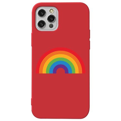 Apple iPhone 12 Pro Max Rainbow Mini Red Colored Silicone TPU Θήκη
