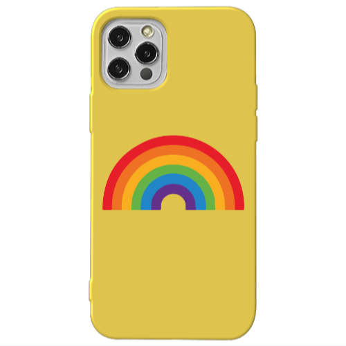 Apple iPhone 12 Pro Max Rainbow Mini Yellow Colored Silicone TPU Θήκη