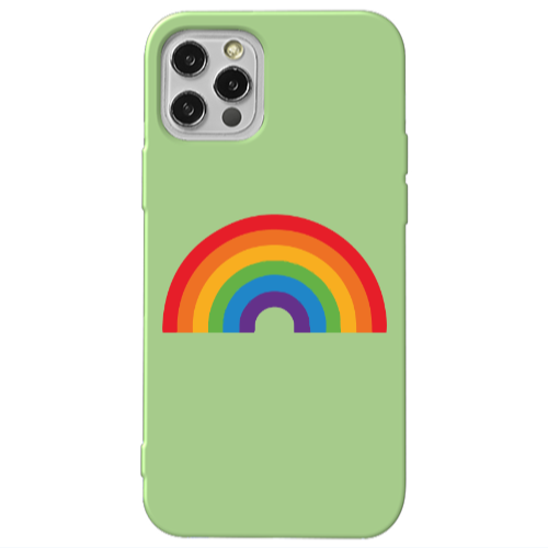 Apple iPhone 12 Pro Max Rainbow Mini Light Green Colored Silicone TPU Θήκη