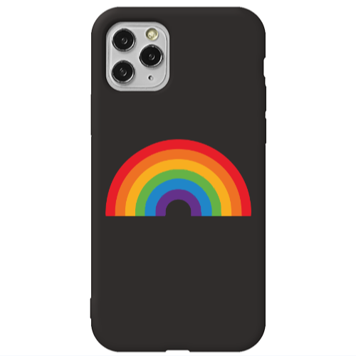 Apple iPhone 11 Pro Max Rainbow Mini Black Colored Silicone TPU Θήκη
