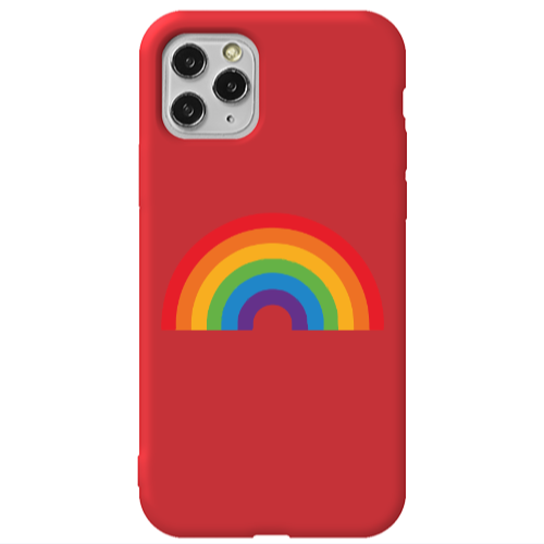 Apple iPhone 11 Pro Max Rainbow Mini Red Colored Silicone TPU Θήκη