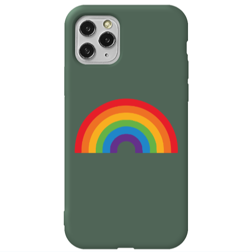 Apple iPhone 11 Pro Max Rainbow Mini Dark Green Colored Silicone TPU Θήκη