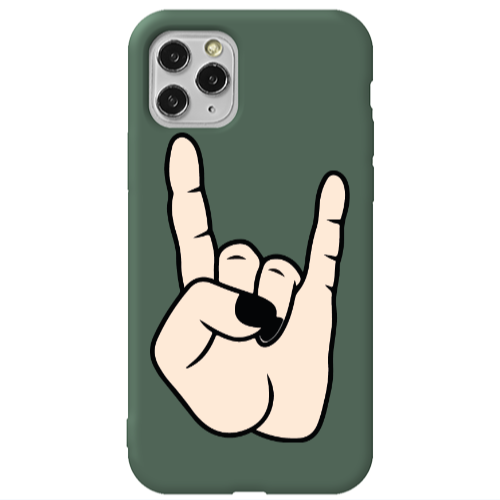 Apple iPhone 11 Pro Max Rock Dark Green Colored Silicone TPU Θήκη