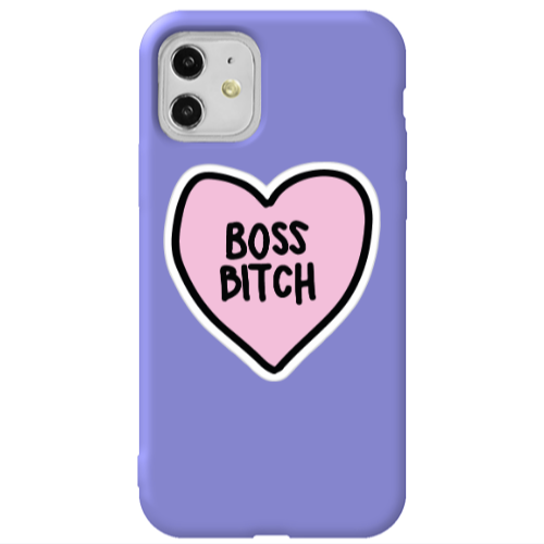 Apple iPhone 11  Boss Bitch Purple Colored Silicone TPU Θήκη