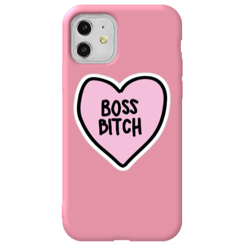 Apple iPhone 11  Boss Bitch Pink Colored Silicone TPU Θήκη