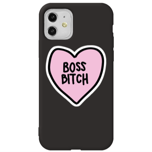 Apple iPhone 11  Boss Bitch Black Colored Silicone TPU Θήκη