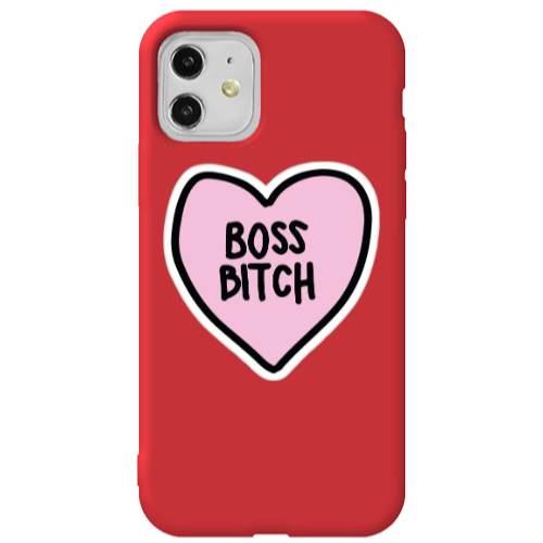 Apple iPhone 11  Boss Bitch Red Colored Silicone TPU Θήκη