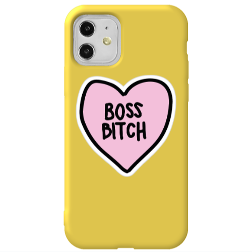 Apple iPhone 11  Boss Bitch Yellow Colored Silicone TPU Θήκη