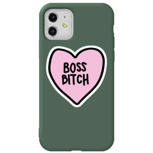 Apple iPhone 11  Boss Bitch Dark Green Colored Silicone TPU Θήκη