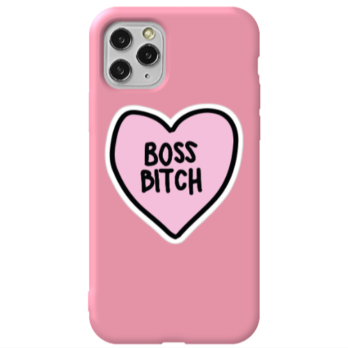Apple iPhone 11 Pro Boss Bitch Pink Colored Silicone TPU Θήκη
