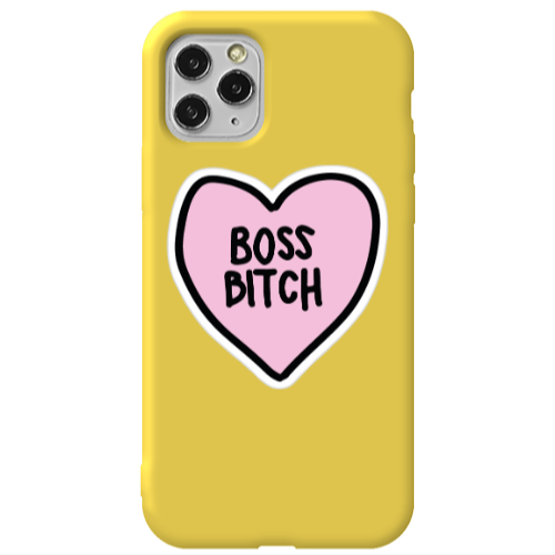 Apple iPhone 11 Pro Boss Bitch Yellow Colored Silicone TPU Θήκη
