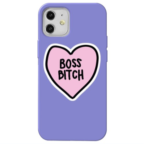 Apple iPhone 12 Boss Bitch Purple Colored Silicone TPU Θήκη