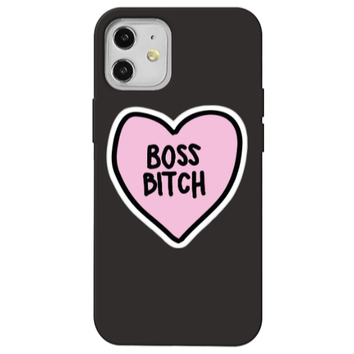 Apple iPhone 12 Boss Bitch Black Colored Silicone TPU Θήκη