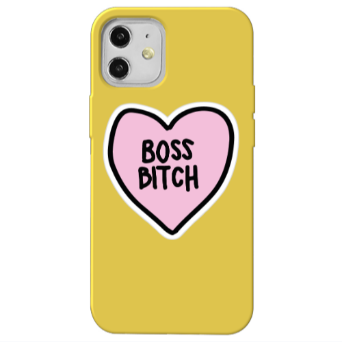 Apple iPhone 12 Boss Bitch Yellow Colored Silicone TPU Θήκη