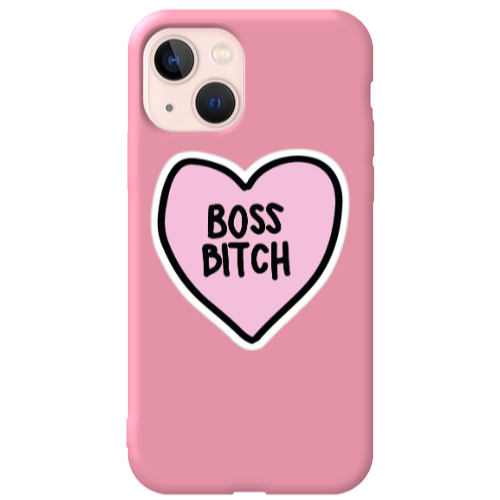 Apple iPhone 13 Boss Bitch Pink Colored Silicone TPU Θήκη