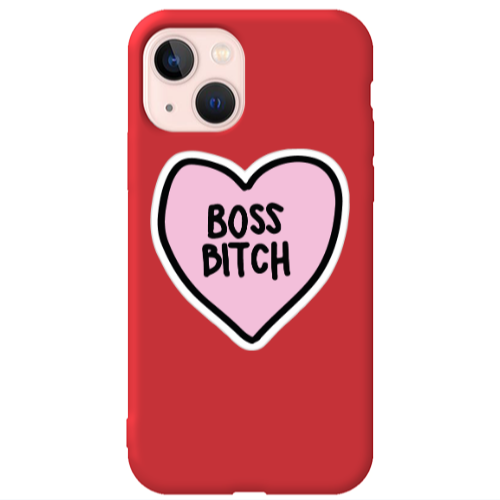 Apple iPhone 13 Boss Bitch Red Colored Silicone TPU Θήκη
