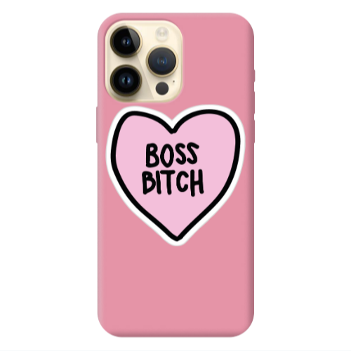 Apple iPhone 13 Pro Max Boss Bitch Pink Colored Silicone TPU Θήκη