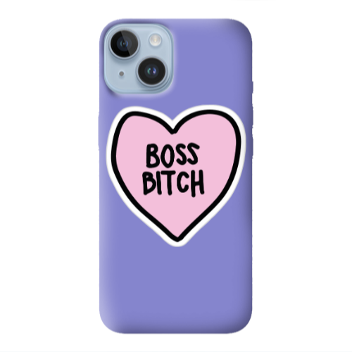 Apple iPhone 14 Plus Boss Bitch Purple Colored Silicone TPU Θήκη