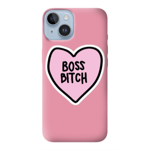 Apple iPhone 14 Plus Boss Bitch Pink Colored Silicone TPU Θήκη